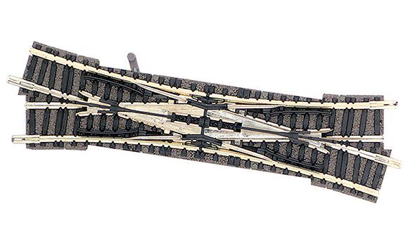 Double slip for manual operation, right hand crossing, 15 degree. Length: 111 mm<br /><a href='images/pictures/Fleischmann/4606.jpg' target='_blank'>Full size image</a>